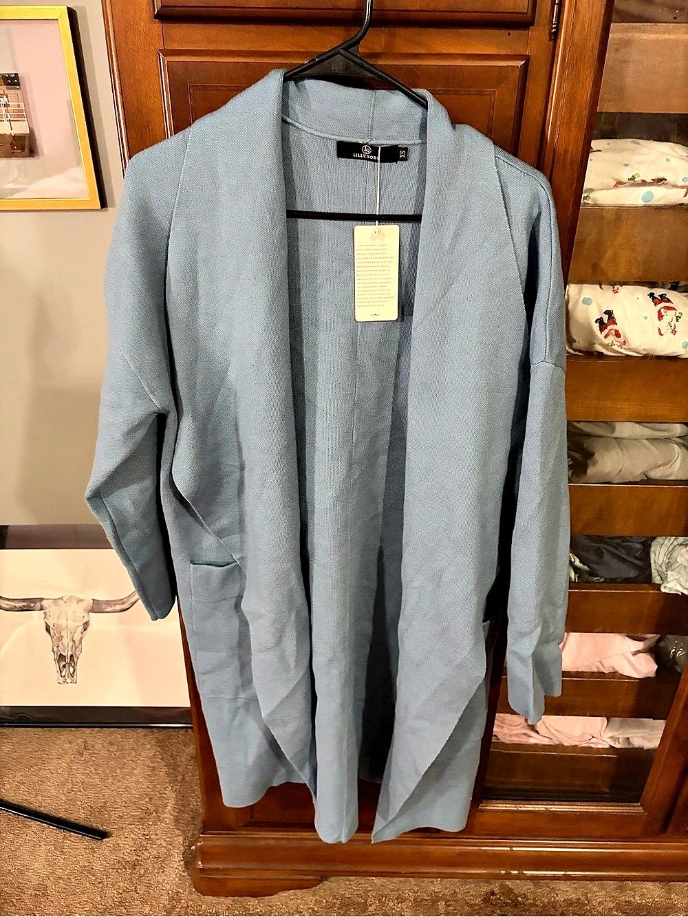 LILLUSORY Open Front Pocket Cardigan Blue XS